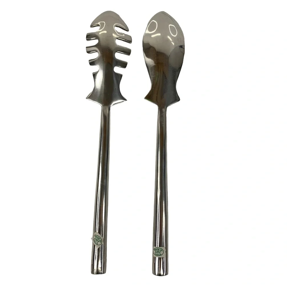 Serving Fork & Spoon Set Ihi Made In India Vintage 14”